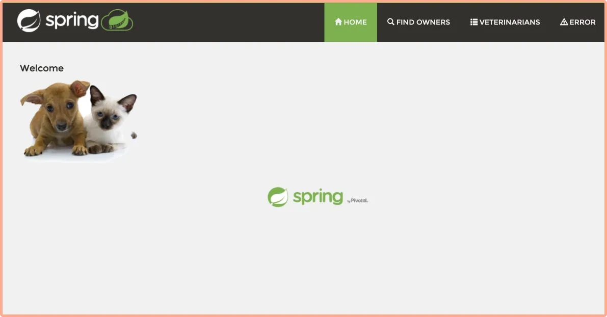 Spring PetClinic app accessed at port:8090