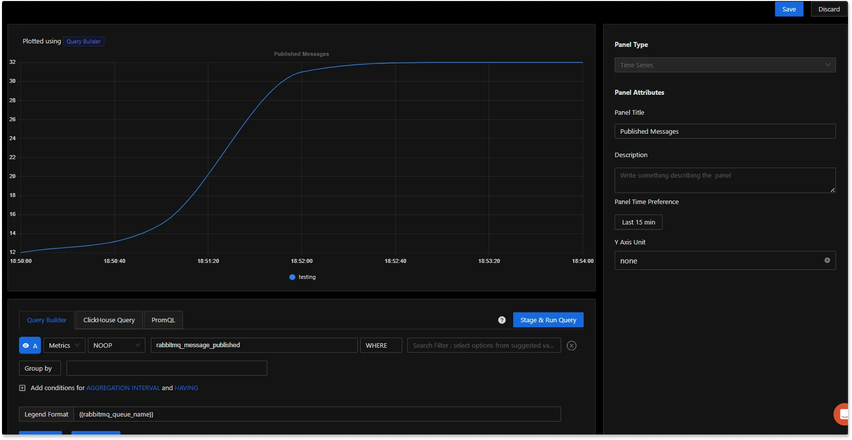 Building a chart for published messages with Query Builder in SigNoz