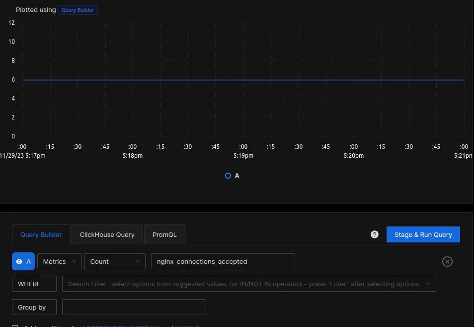 Creating a dashboard panel for average connections accepted