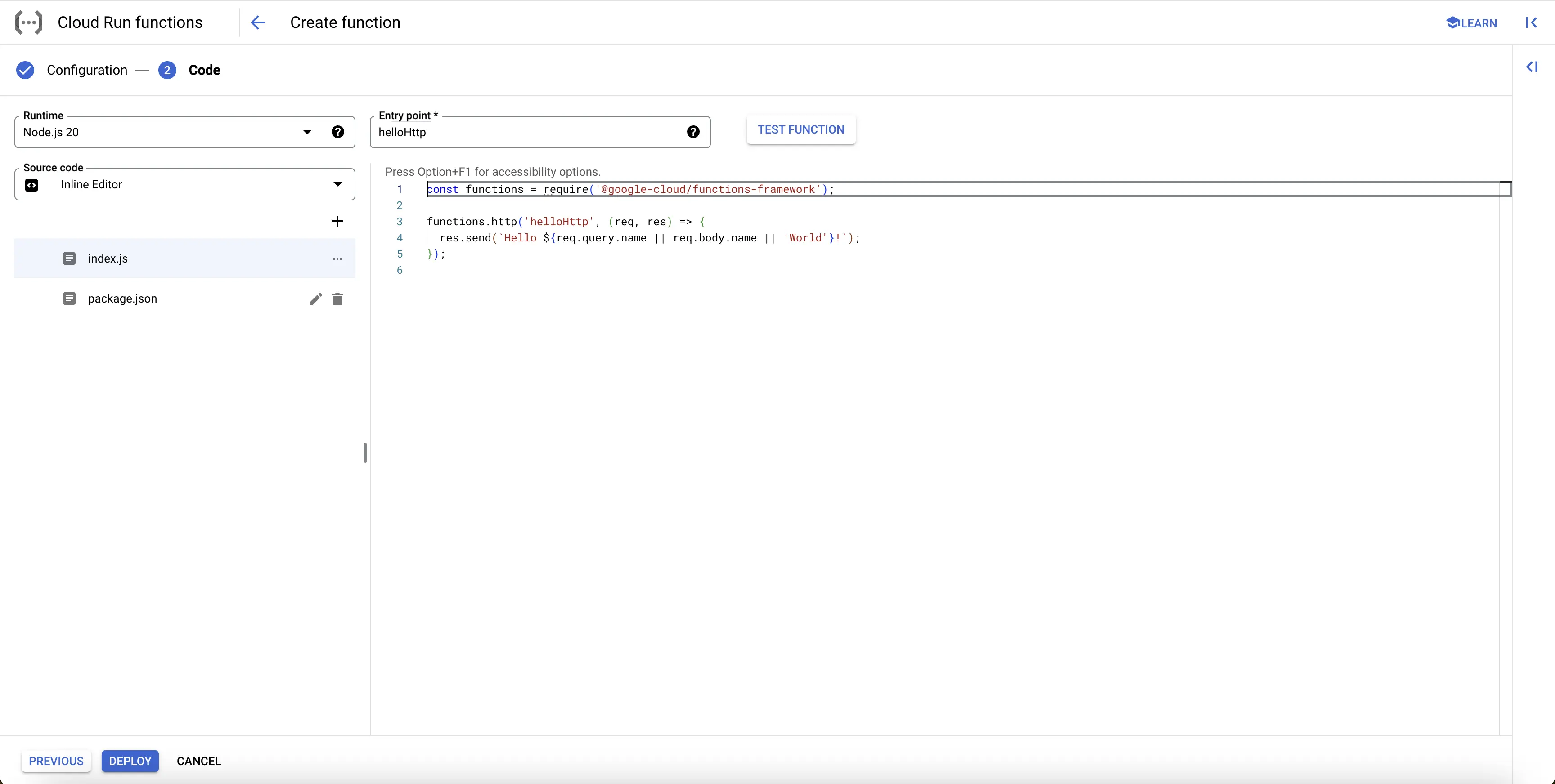 Runtime and Entry Point of Cloud Function